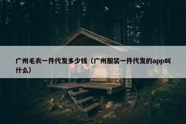 广州毛衣一件代发多少钱（广州服装一件代发的app叫什么）