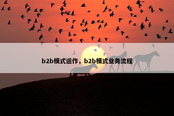 b2b模式运作，b2b模式业务流程