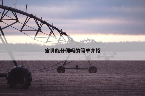 宝贝能分佣吗的简单介绍