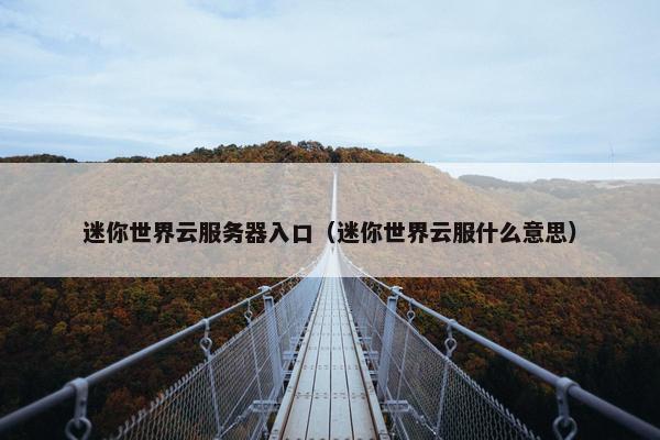 迷你世界云服务器入口（迷你世界云服什么意思）