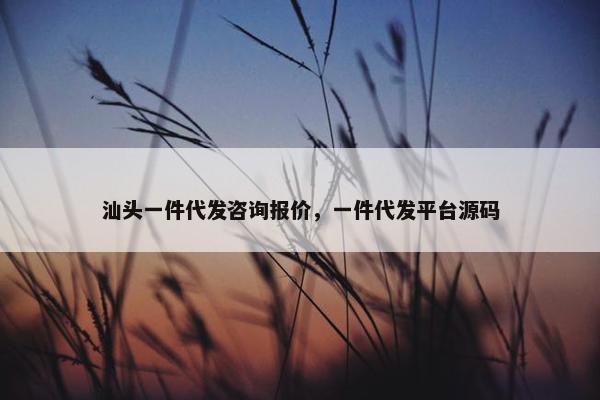 汕头一件代发咨询报价，一件代发平台源码