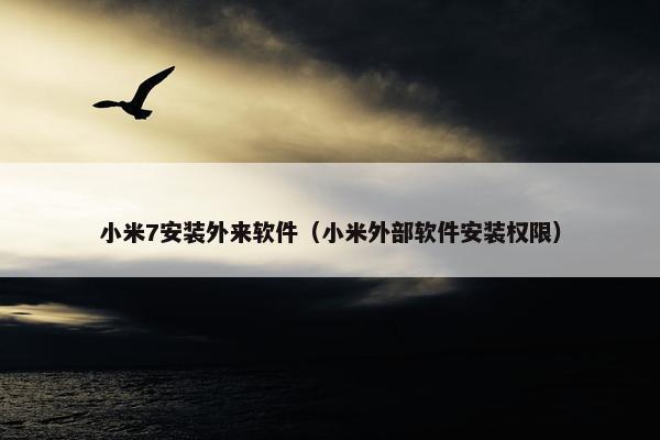 小米7安装外来软件（小米外部软件安装权限）