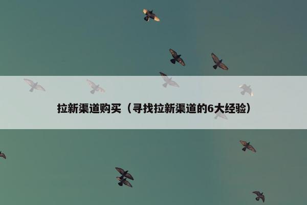拉新渠道购买（寻找拉新渠道的6大经验）
