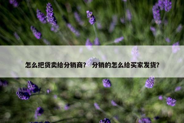 怎么把货卖给分销商？ 分销的怎么给买家发货？