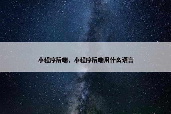 小程序后端，小程序后端用什么语言