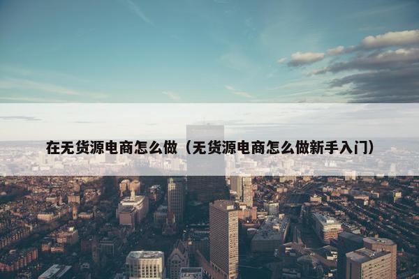 在无货源电商怎么做（无货源电商怎么做新手入门）