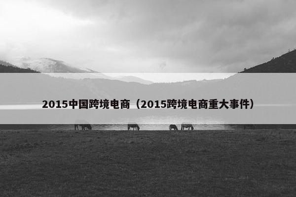 2015中国跨境电商（2015跨境电商重大事件）