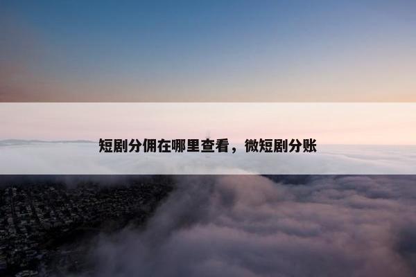 短剧分佣在哪里查看，微短剧分账