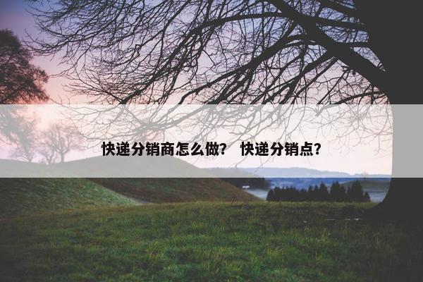 快递分销商怎么做？ 快递分销点？