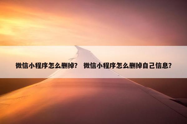 微信小程序怎么删掉？ 微信小程序怎么删掉自己信息？