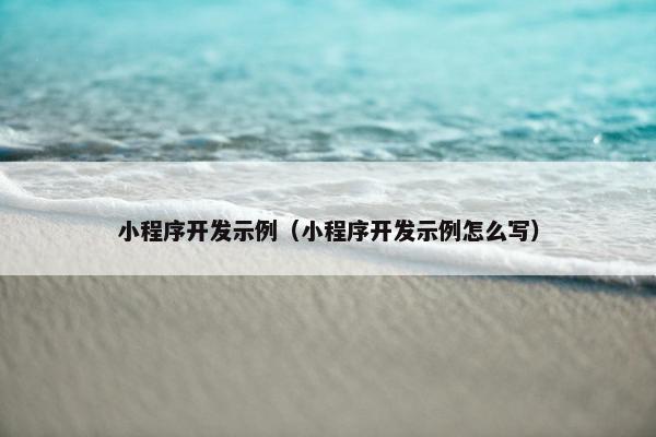 小程序开发示例（小程序开发示例怎么写）
