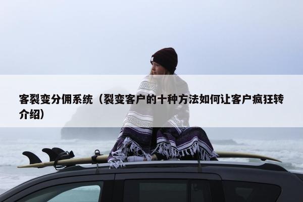 客裂变分佣系统（裂变客户的十种方法如何让客户疯狂转介绍）