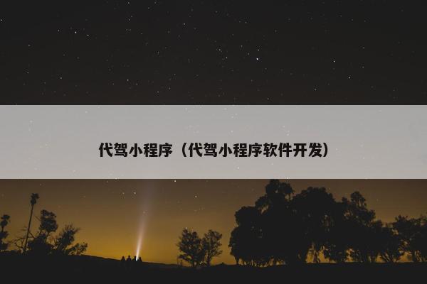 代驾小程序（代驾小程序软件开发）