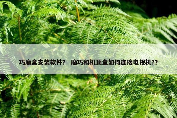 巧魔盒安装软件？ 魔巧和机顶盒如何连接电视机?？