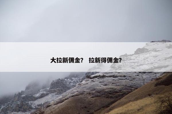 大拉新佣金？ 拉新得佣金？