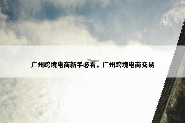 广州跨境电商新手必看，广州跨境电商交易