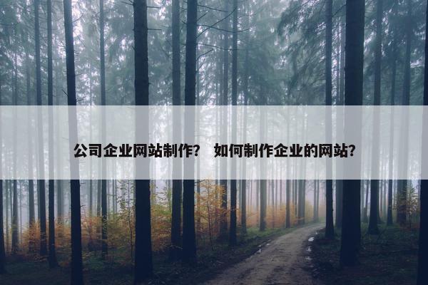 公司企业网站制作？ 如何制作企业的网站？