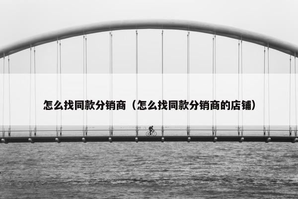 怎么找同款分销商（怎么找同款分销商的店铺）