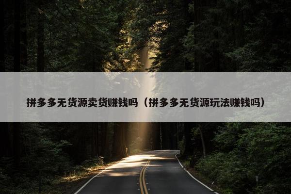 拼多多无货源卖货赚钱吗（拼多多无货源玩法赚钱吗）