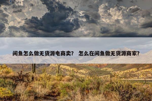 闲鱼怎么做无货源电商卖？ 怎么在闲鱼做无货源商家？