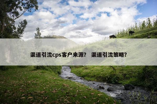 渠道引流cps客户来源？ 渠道引流策略？