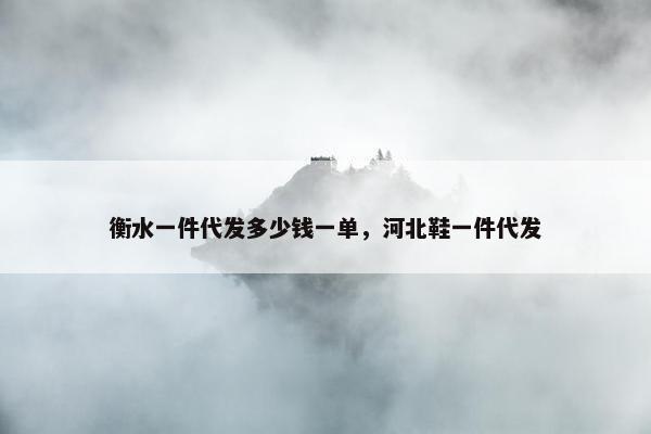 衡水一件代发多少钱一单，河北鞋一件代发