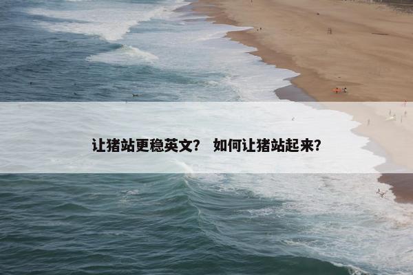 让猪站更稳英文？ 如何让猪站起来？