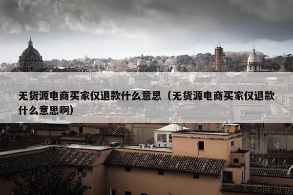无货源电商买家仅退款什么意思（无货源电商买家仅退款什么意思啊）