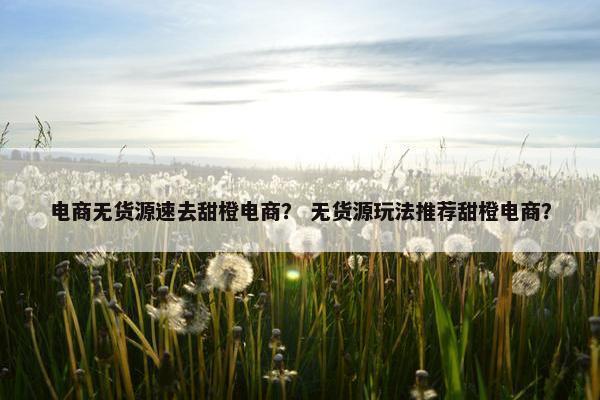 电商无货源速去甜橙电商？ 无货源玩法推荐甜橙电商？
