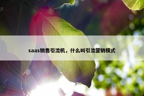 saas销售引流机，什么叫引流营销模式