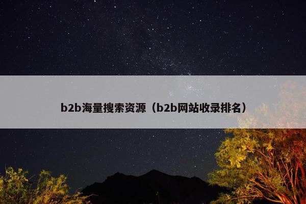 b2b海量搜索资源（b2b网站收录排名）