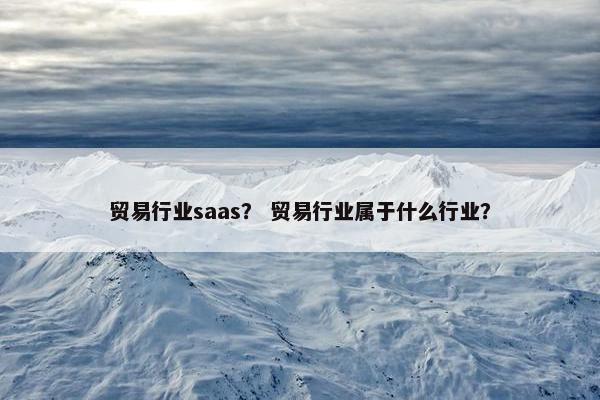 贸易行业saas？ 贸易行业属于什么行业？