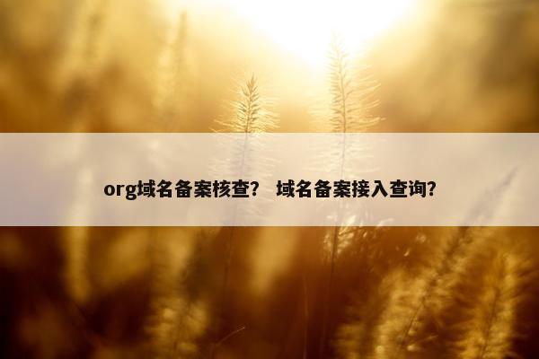 org域名备案核查？ 域名备案接入查询？