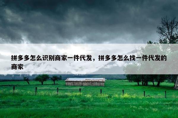 拼多多怎么识别商家一件代发，拼多多怎么找一件代发的商家