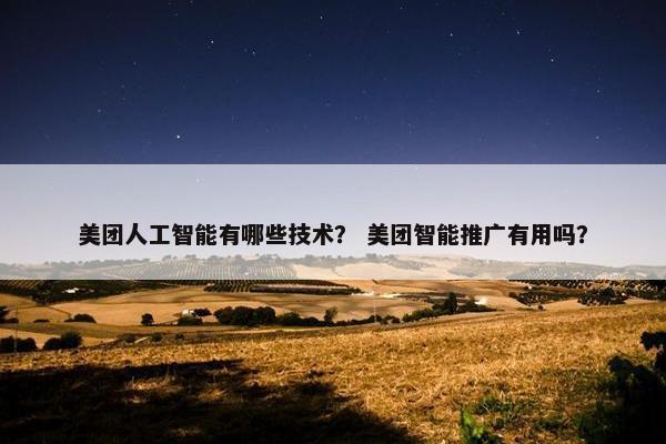 美团人工智能有哪些技术？ 美团智能推广有用吗？