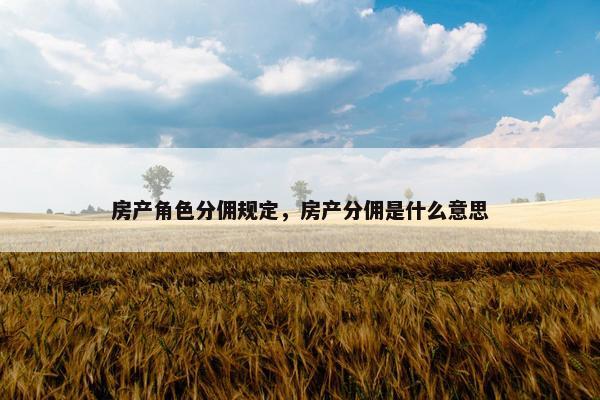 房产角色分佣规定，房产分佣是什么意思