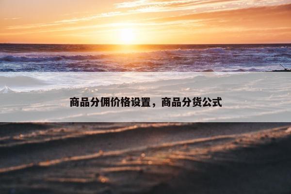商品分佣价格设置，商品分货公式