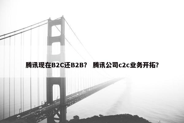 腾讯现在B2C还B2B？ 腾讯公司c2c业务开拓？