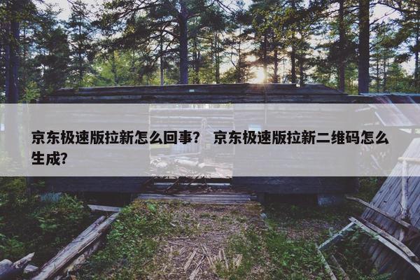 京东极速版拉新怎么回事？ 京东极速版拉新二维码怎么生成？