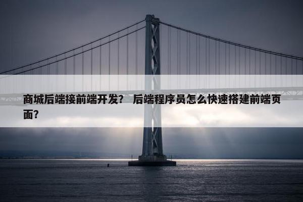 商城后端接前端开发？ 后端程序员怎么快速搭建前端页面？