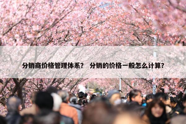 分销商价格管理体系？ 分销的价格一般怎么计算？
