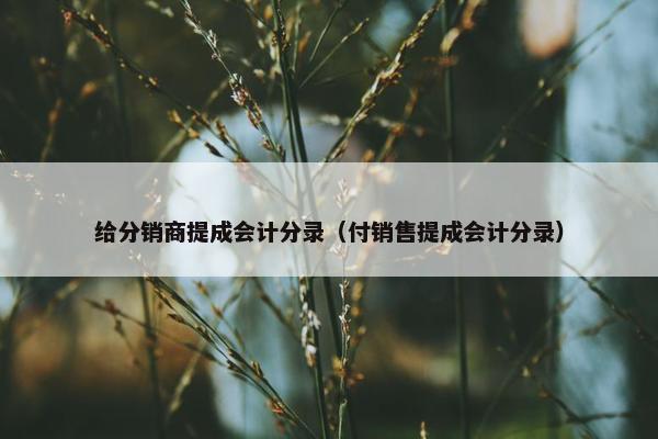 给分销商提成会计分录（付销售提成会计分录）