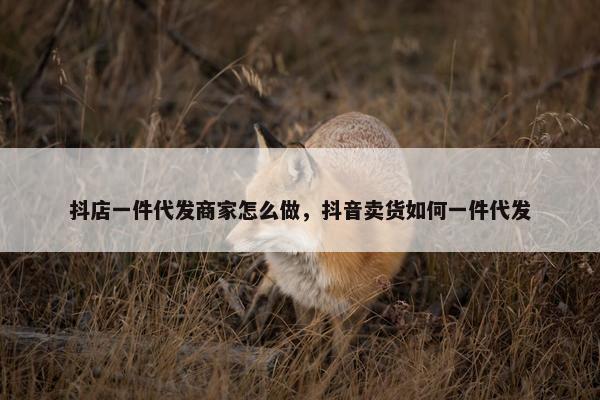 抖店一件代发商家怎么做，抖音卖货如何一件代发