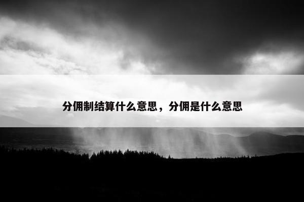 分佣制结算什么意思，分佣是什么意思