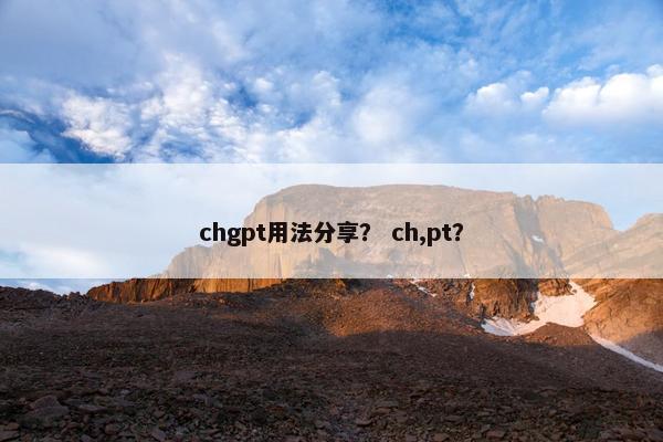 chgpt用法分享？ ch,pt？