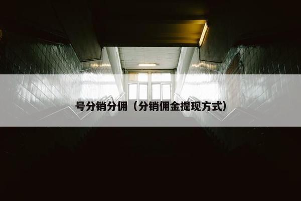 号分销分佣（分销佣金提现方式）