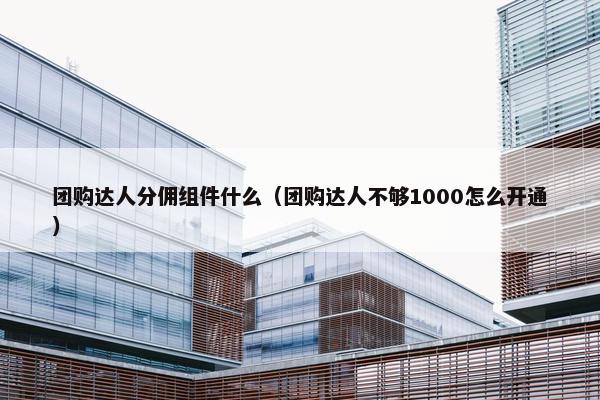 团购达人分佣组件什么（团购达人不够1000怎么开通）