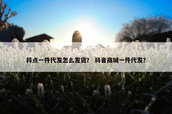抖点一件代发怎么发货？ 抖音商城一件代发？