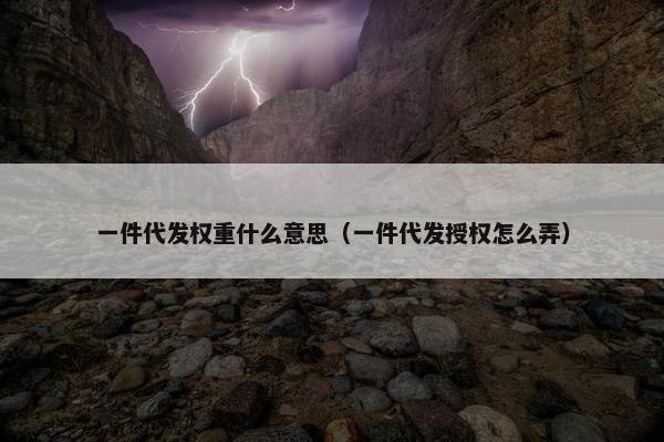 一件代发权重什么意思（一件代发授权怎么弄）