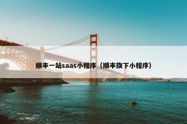 顺丰一站saas小程序（顺丰旗下小程序）